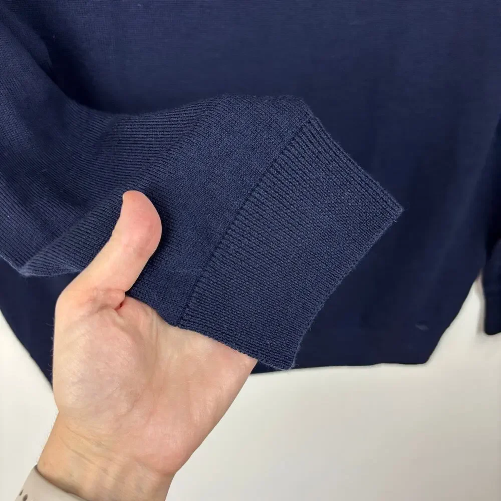 Raffi NEW Navy Blue Merino Wool Long Sleeve Polo Sweater XXL 2XL